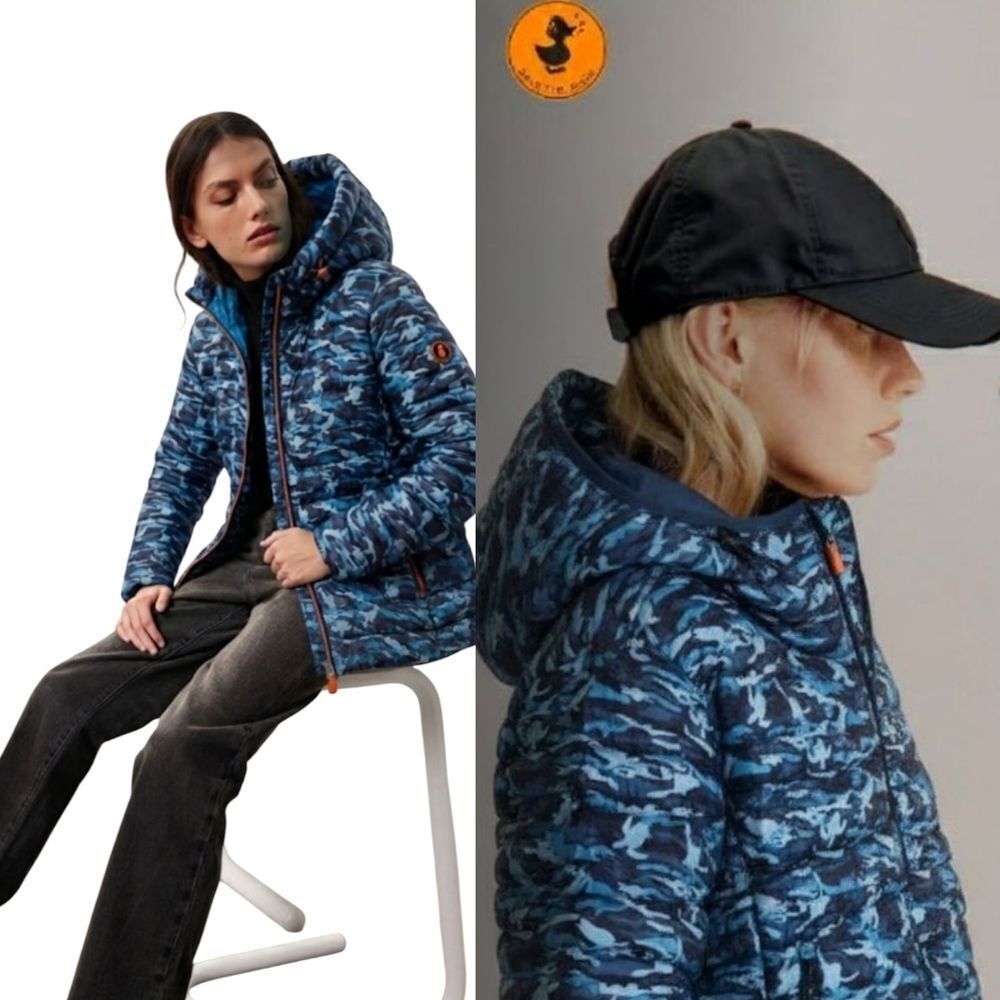 SAVE THE DUCK baby Blue Camo Ultralight Breathable Waterproof Puffer Jacket L